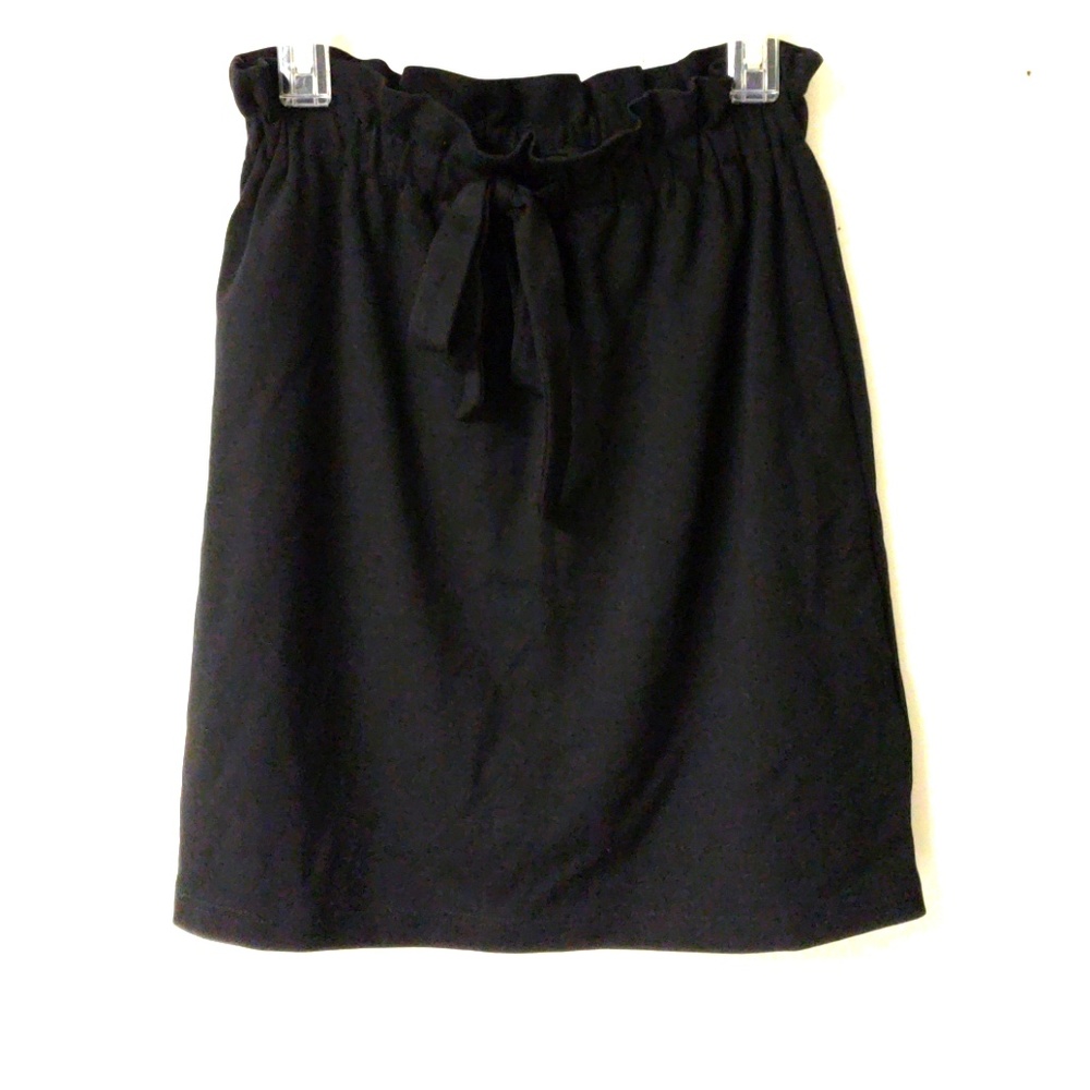Ruffle Waist Mini Skirt with Faux Tie Waist